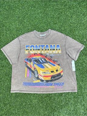 No Boundaries Brown Savanna Racing Cropped Graphic Tee NWT 3XL